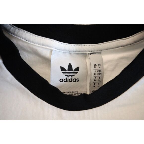 Adidas IA4879 Men's Sz M White Adicolor Classics 3-Stripe L/S Crewneck Tee Shirt - Picture 3 of 9